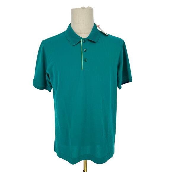 Robert Graham Short Sleeve Knit Performance Polo Champion Green with Lime Trim M - Picture 1 of 8